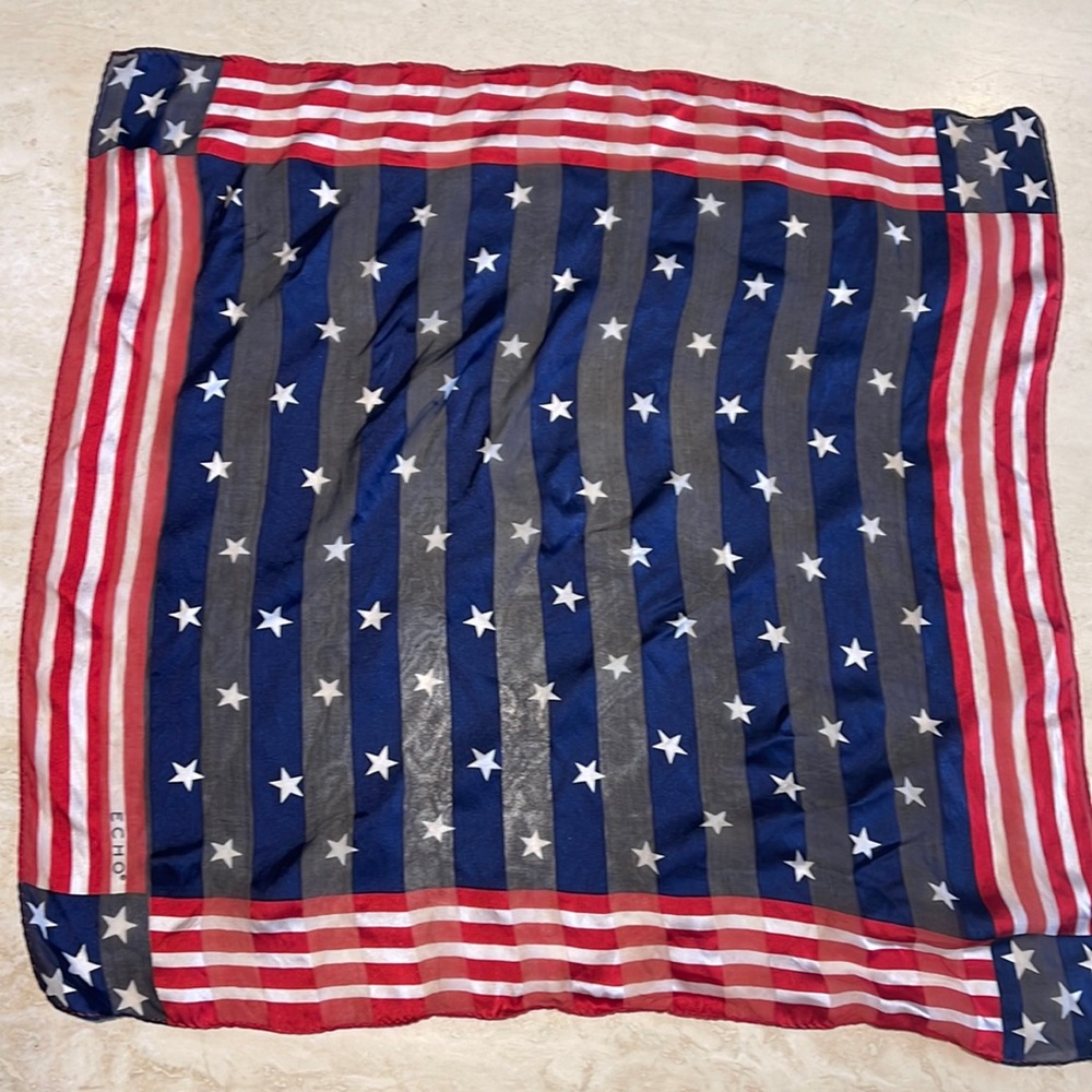 Echo silk red white and blue scarf